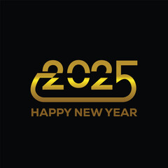 Happy new year 2025 text design elegant background 