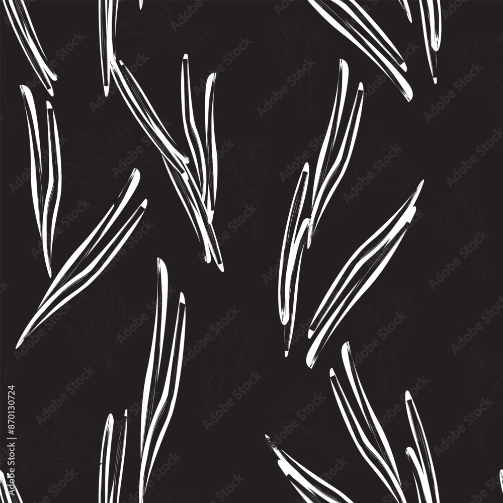 Sticker monochrome tropical leaf seamless pattern design