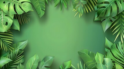 Naklejka premium tropical leaf background with copy space