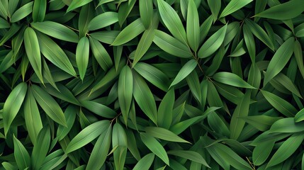 Fototapeta premium Close-up shot of lush, green bamboo leaves creating a dense and vibrant natural backdrop, ideal for eco-themed contexts.