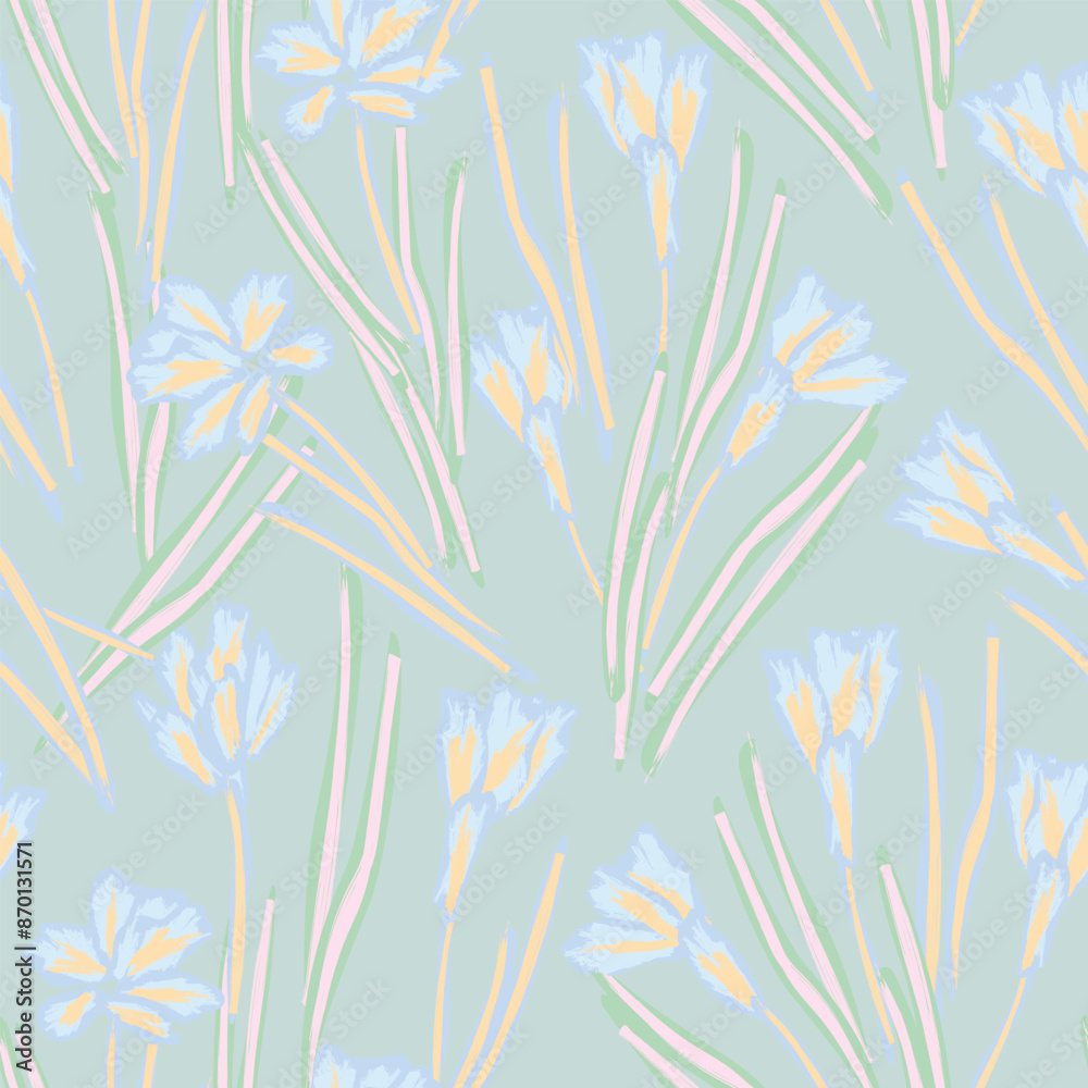 Sticker Pastel Abstract Floral Seamless Pattern Design