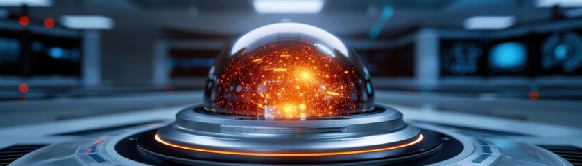 Futuristic Technology Concept with Glowing Orb in High-Tech Laboratory Setting