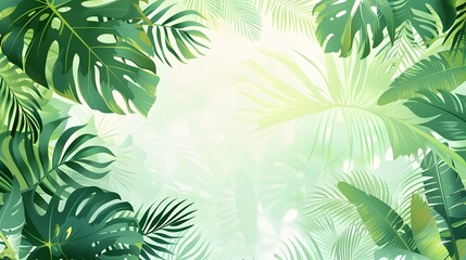 tropical leaf with light green bokeh background