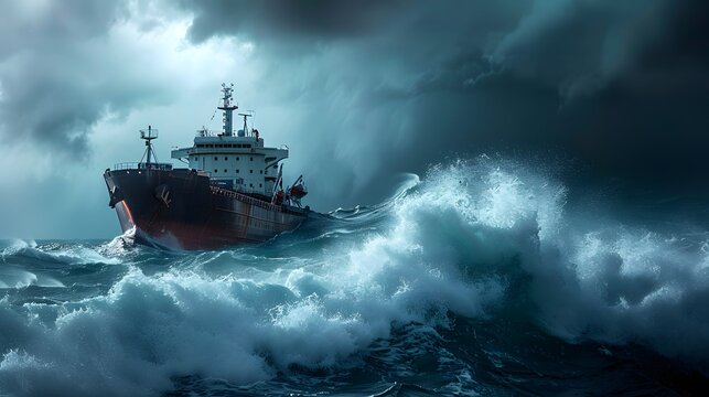 ship in the sea witg strom