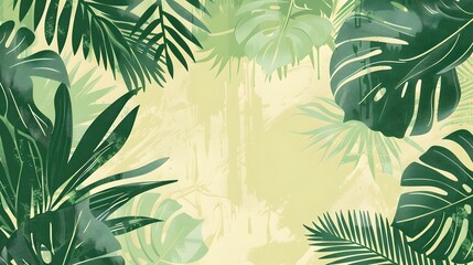 tropical leaf with light green bokeh background