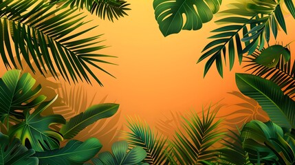 tropical leaf background with copy space