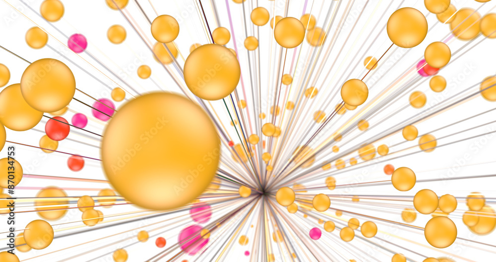 Poster Multi color connected lines and dots network 3d illustration