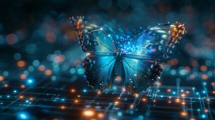 Digital Transformation Concept Butterfly with Gradient Background
