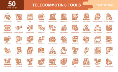 Telecommuting Tools icon set