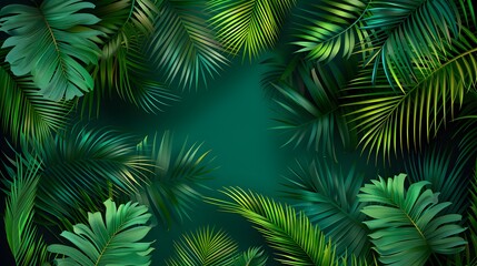 tropical leaf on dark green background
