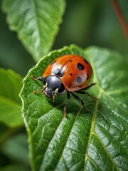 Fototapeta premium Ladybug on a Green Leaf.