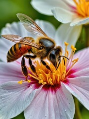 Honeybee on a Pink Flower.