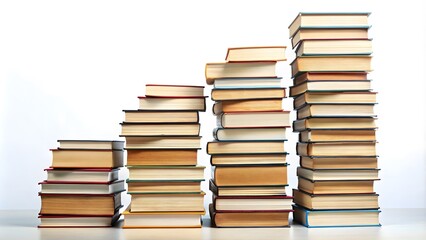 Obraz premium Stacked Books Displaying Upward Trend – Education and Knowledge Growth Concept