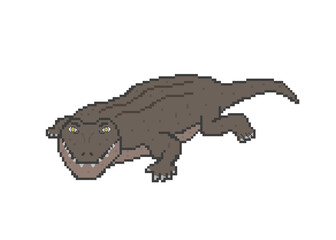 Pixel Art Brown Crocodile Illustration