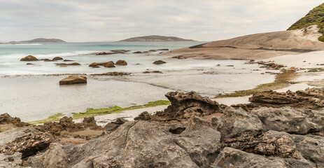 Long exposure image of very low tide at Salmon beach, Esperance Western Australia