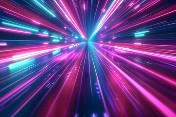 Obraz premium A bright, colorful, and dynamic image of a bright purple and blue light. The image is full of energy and movement, and it seems to be a representation of a futuristic or sci-fi setting