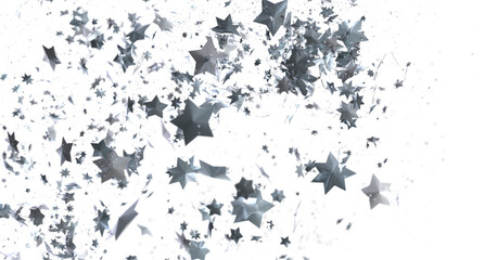 Obraz premium Yuletide Star Descent: Striking 3D Illustration Showcasing Falling Festive Stellar Fragments