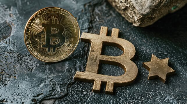 Close-up of a bitcoin coin next to a percent sign, symbolizing financial growth and dividends in cryptocurrency trading, digital money market, potential profit - Powered by Adobe