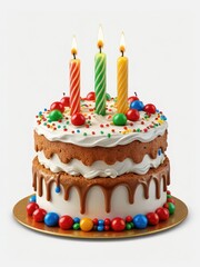 Birthday Cake with Candles and Sprinkles.