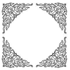 Obraz premium An intricate Ottoman-style corner design featuring detailed floral and arabesque motifs, perfect for decorative borders and frames.