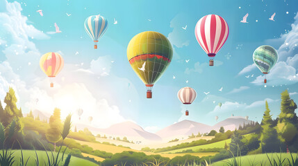 Obraz premium A funny trip journey around the world, top view of a vibrant life with cute objects and copy space for creative destination ideas.Travel around the world for a vibrant, colorful life, enjoying funny .