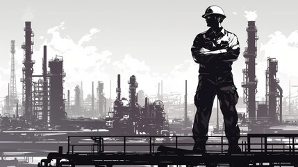Obraz premium 工場にいる男性作業員のシルエット12