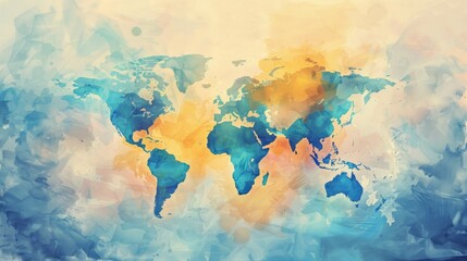 Naklejka premium Global Compassion: World Map Design for International Mental Health Day Campaign