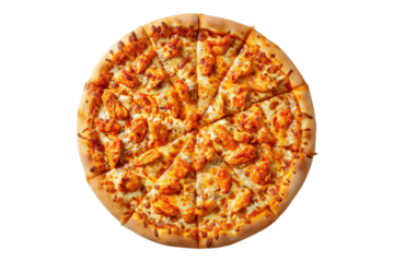 Buffalo chicken pizza isolated on transparent background