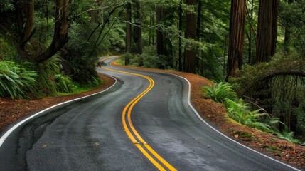 Start text on long country road on top of the mountain with green tree, forest and overcast sky. Shows a willingness to start something new.