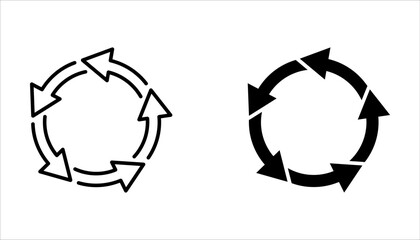set of collection different circular arrows icon on white background