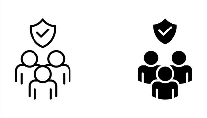 People insurance line icon set. Life protection policy symbol on white background