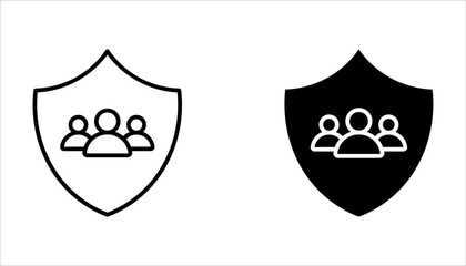 People insurance line icon set. Life protection policy symbol on white background