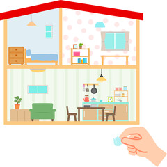 2階建てのミニチュアハウス