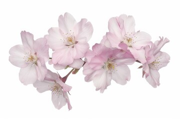 Fototapeta premium Close-up of delicate pink cherry blossoms in full bloom against a white background, showcasing their beauty and elegance.