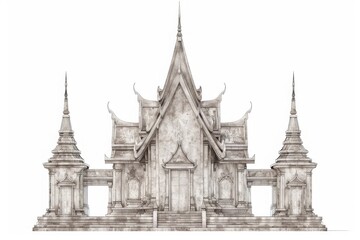 Intricate architectural sketch of an ornate temple with fine details and traditional design elements, showcasing cultural heritage and smanship.