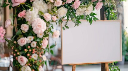 Blank Wedding Sign Framed by Flowers