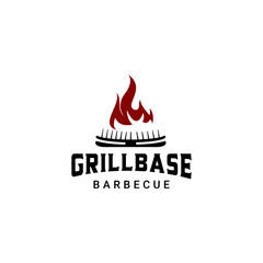 Hot Grill Logo Design Vector Template
