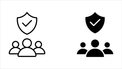 People insurance line icon set. Life protection policy symbol on white background