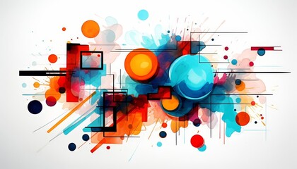 Obraz premium abstract confusion flat design side view modern art water color Triadic Color Scheme