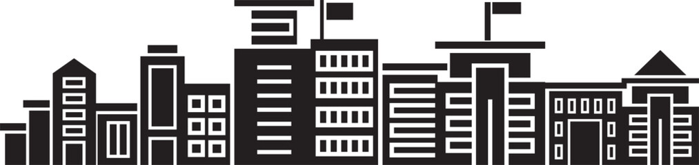 Obraz premium Urban Cityscape Silhouette Illustration