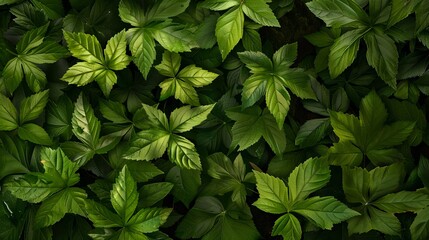 A close up of green leaves on a wall.