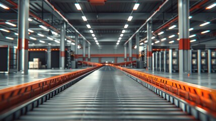 High-speed conveyor belts in an automated logistics center sorting packages for delivery with minimal human interaction.