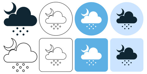 moon night, rain weather, soft rain, light rain, drizzle, icon symbol stroke line and glyph