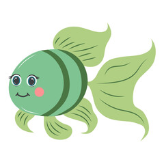 Cute fish. Cartoon tropical fish character. Flat cartoon vector illustration isolated on white background.