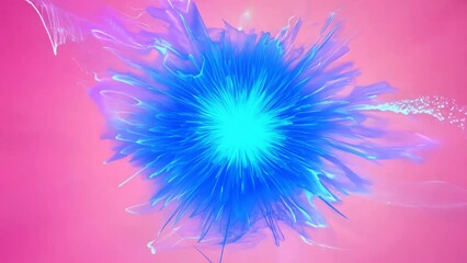 Intense blue energy burst radiates from cyan center against vibrant pink backdrop. Feathered edges create dynamic, ethereal effect. - Powered by Adobe
