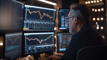 Senior Financial Planner Reviews Investment Portfolio Performance with Market Indicators and Global Economic Trends
