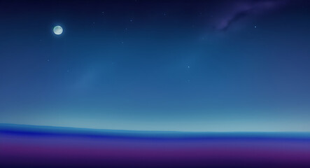 Naklejka premium A watercolor background depicting a night sky with stars, a moon, and gentle gradients of deep blues and purples. Provide ample copy space for text. 