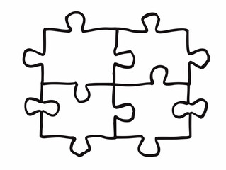 Obraz premium One-Line Interlocking Puzzle Pieces: The Key to a Well-Rounded Investment Strategy