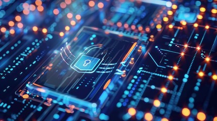 Cybersecurity Abstract with a Padlock Icon