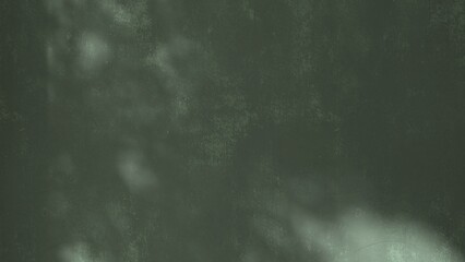 Close up of blank green weathered cement concrete wall with dapple sunlight and shadow for minimal, modern product background, exterior design decoration 3D